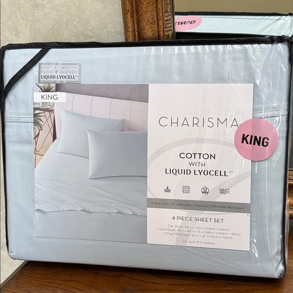Charisma King 4 piece Sheet Set - Soft Blue - Picture 2 of 12